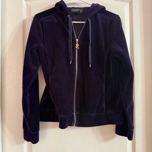 Lauren Ralph Lauren Purple Velvet Full Zip Jacket Sz M. D-1199